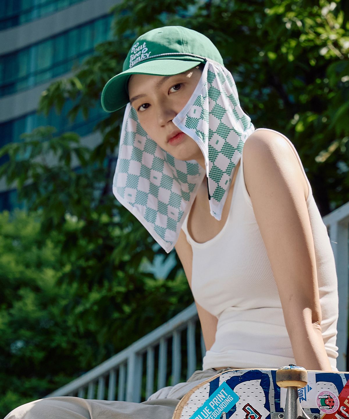 앤드 골프(AND GOLF) UV Scarf Check Green