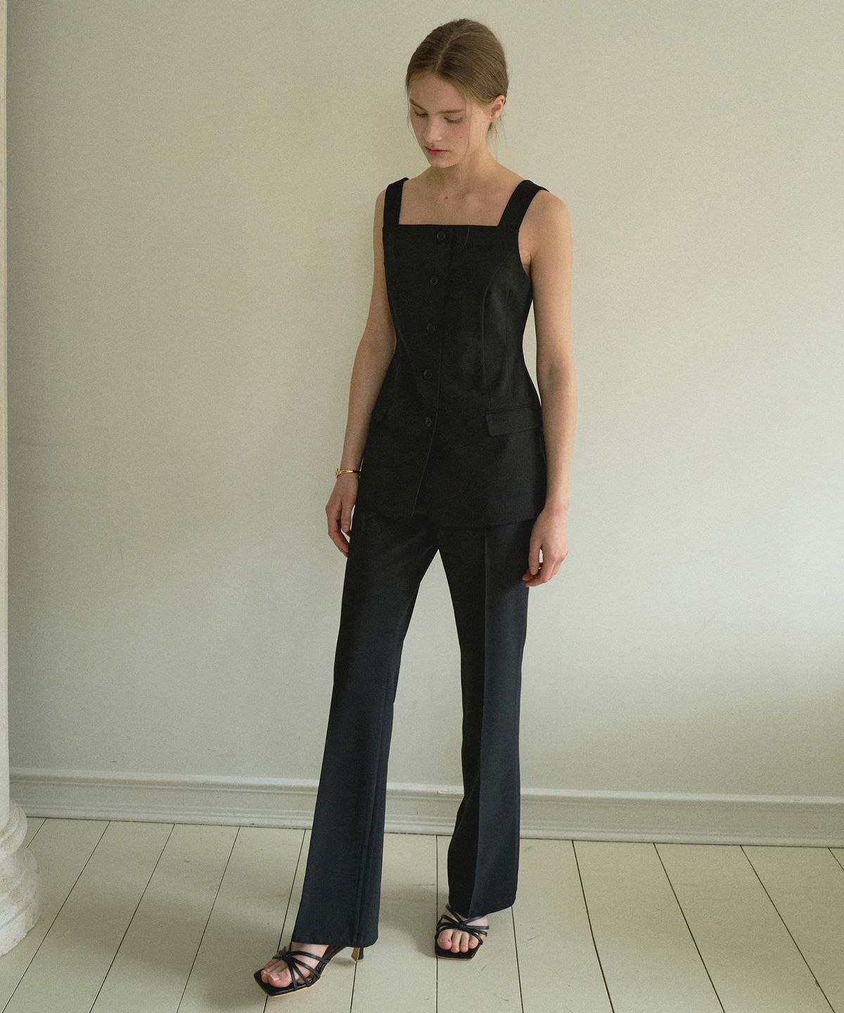 오떼뜨(OCTETTE) FLARE LINE STRECH PANTS_BLACK