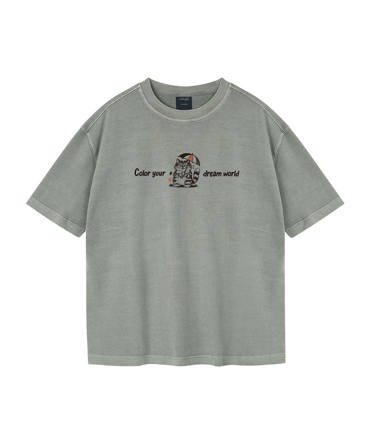 와일드락(WILDROCK) Hollysheesh Dream Coloring Cat 피그먼트 오버핏 반팔 티셔츠_6 COL (크롭 포함)