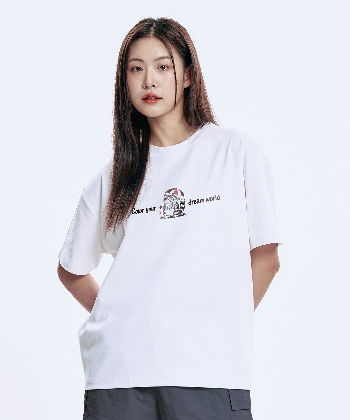 와일드락(WILDROCK) Hollysheesh Dream Coloring Cat 피그먼트 오버핏 반팔 티셔츠_6 COL (크롭 포함)