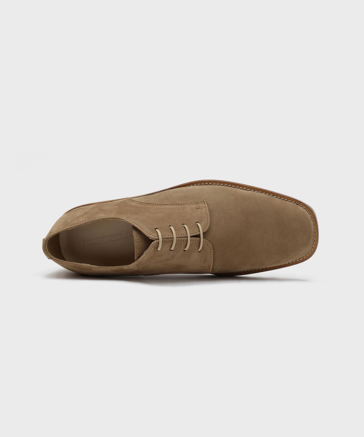 피렌체 아뜨리에(FIRENZE ATELIER) [홍창] Merlin_미니멀 세미스퀘어 더비 8430 [BEIGE NUBUCK]
