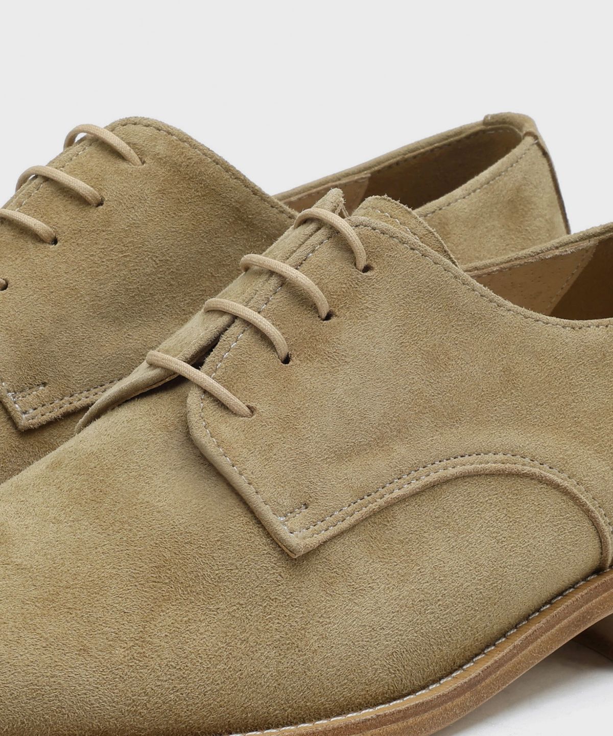 피렌체 아뜨리에(FIRENZE ATELIER) [홍창] Merlin_미니멀 세미스퀘어 더비 8430 [ASH BEIGE SUEDE]