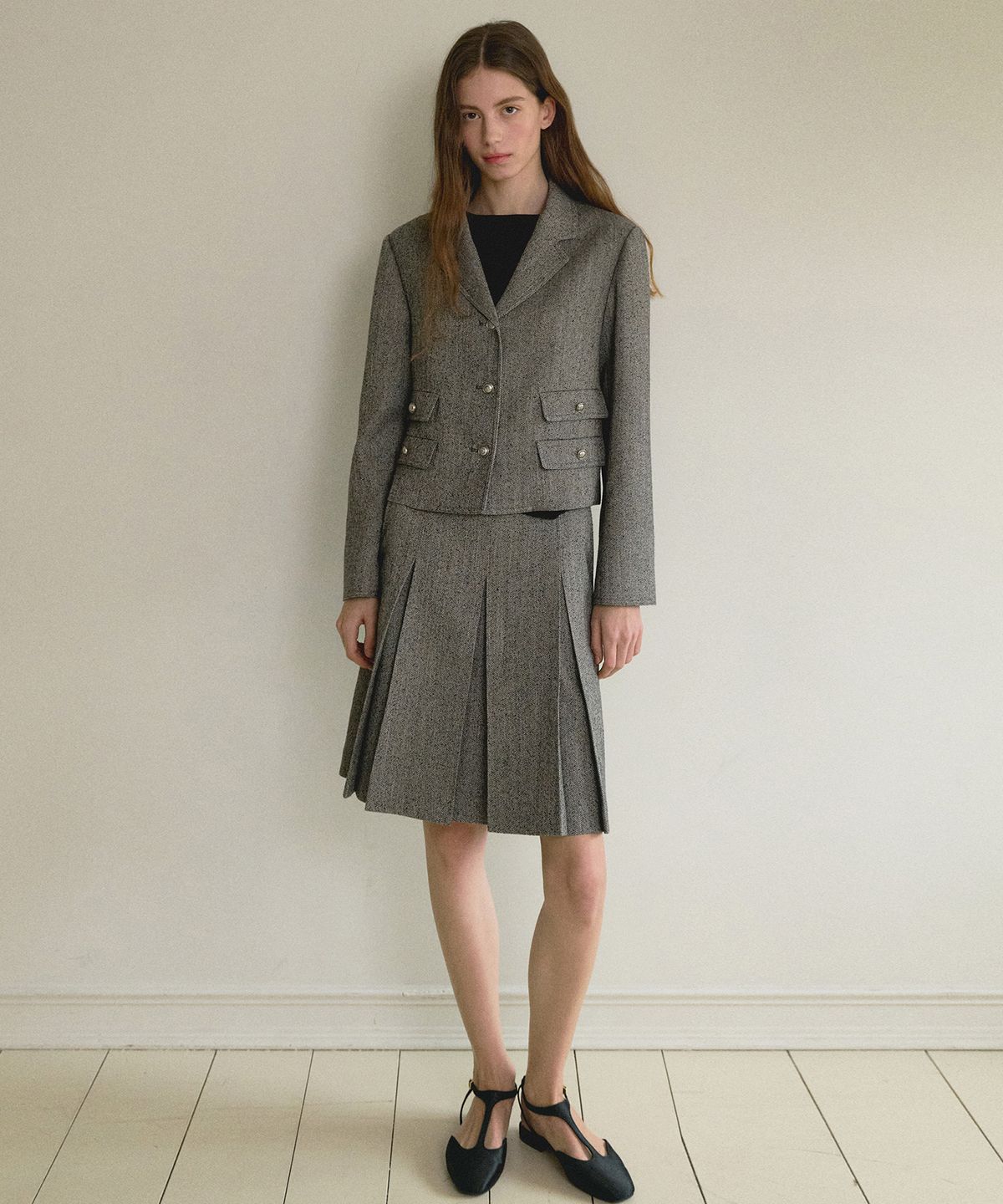 오떼뜨(OCTETTE) HERRINGBONE TWEED SK_2COLOR