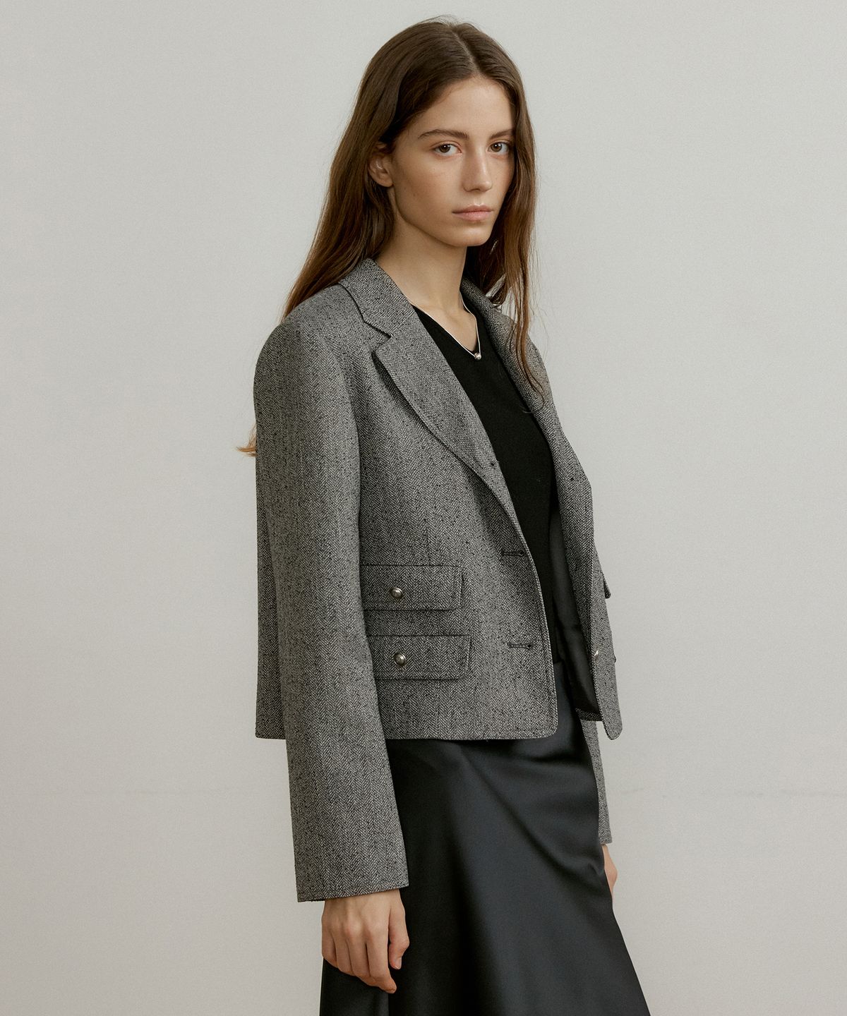 오떼뜨(OCTETTE) HERRINGBONE TWEED JK_2COLOR