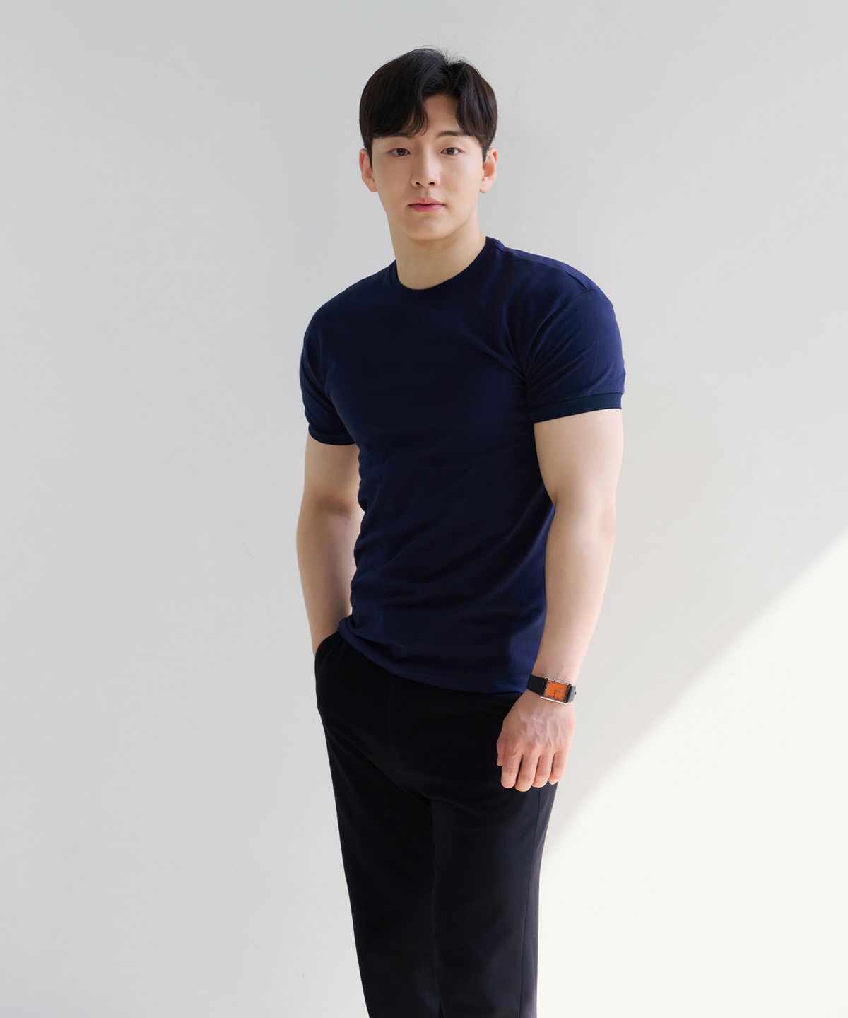 핵쿨남(HECKCOOLNAM) 어깨넓어보이는 밴딩버전 남자 머슬핏 반팔 무지 티셔츠