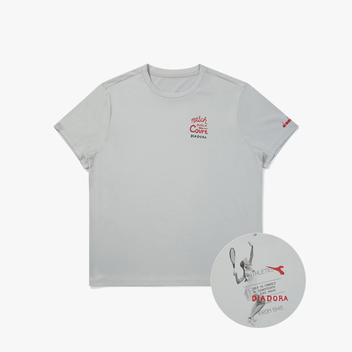 디아도라(diadora) 크로스코트 퍼포먼스 그래픽 반팔 티셔츠 GREY