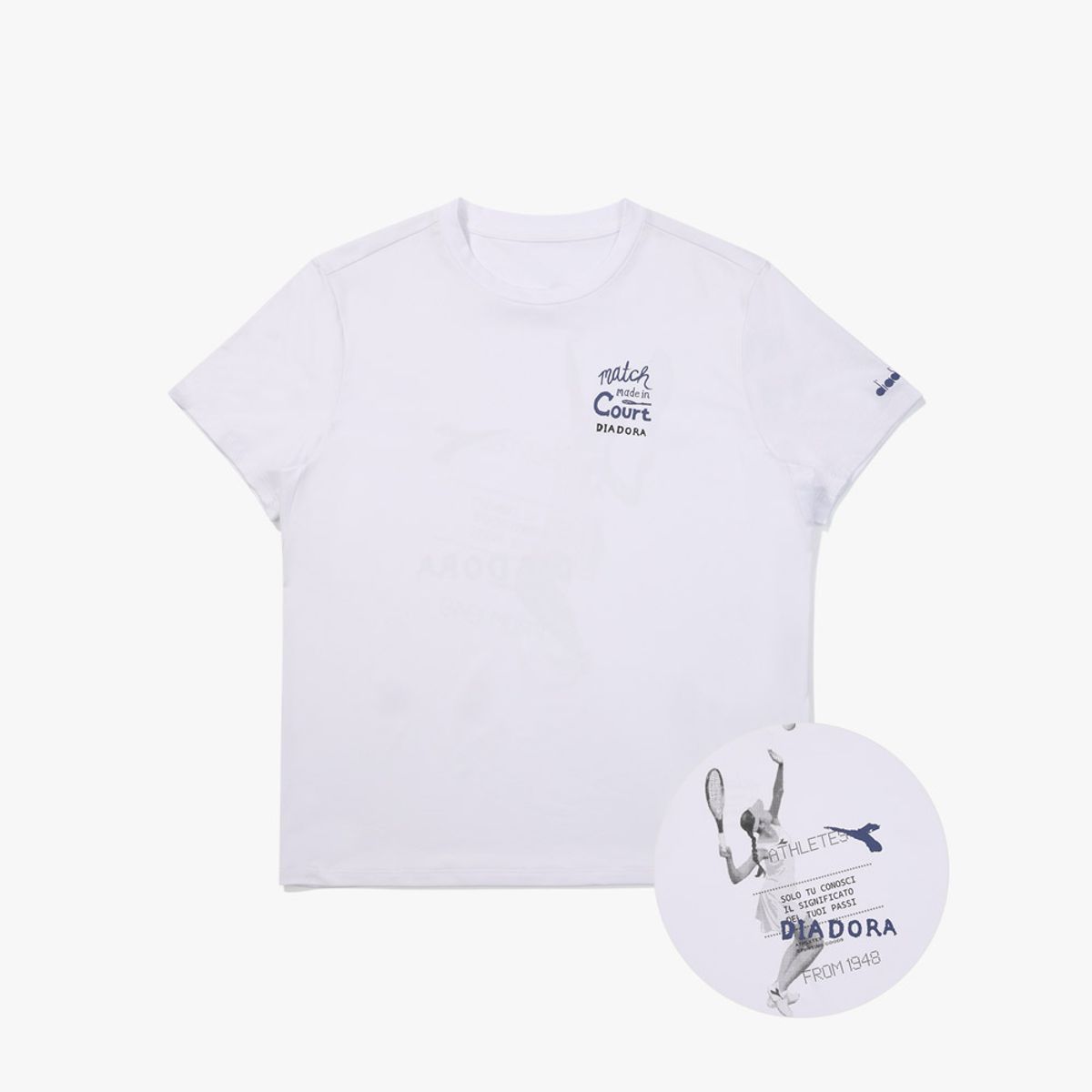디아도라(diadora) 크로스코트 퍼포먼스 그래픽 반팔 티셔츠 WHITE