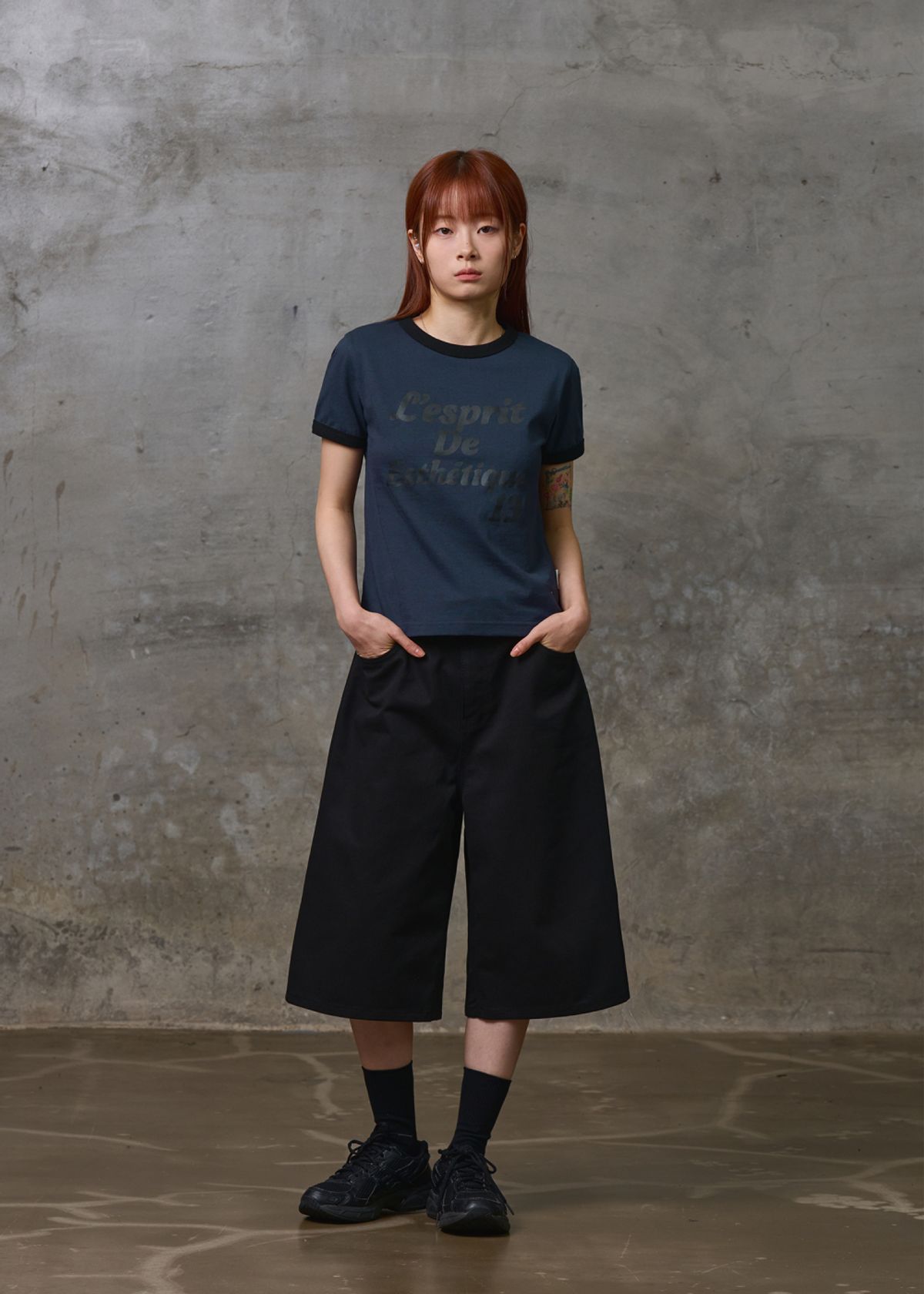 게인스보로(GAINSBORO) L’esprit 링거 티셔츠(세미크롭) 3COLOR
