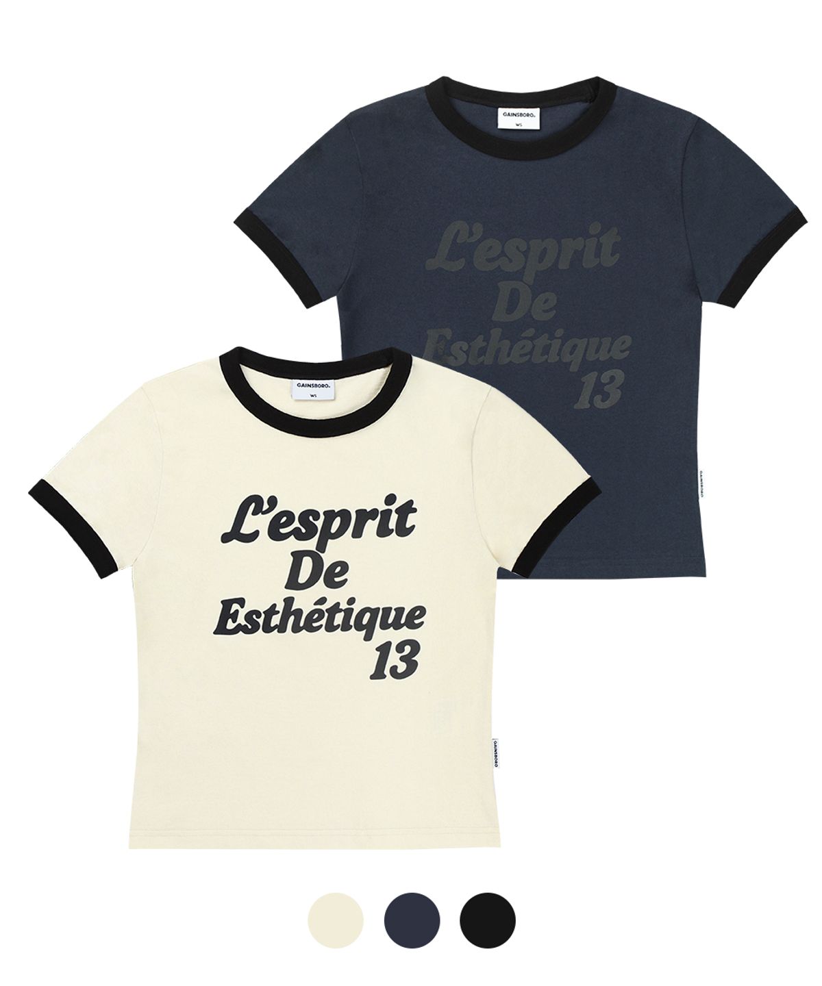 게인스보로(GAINSBORO) L’esprit 링거 티셔츠(세미크롭) 3COLOR