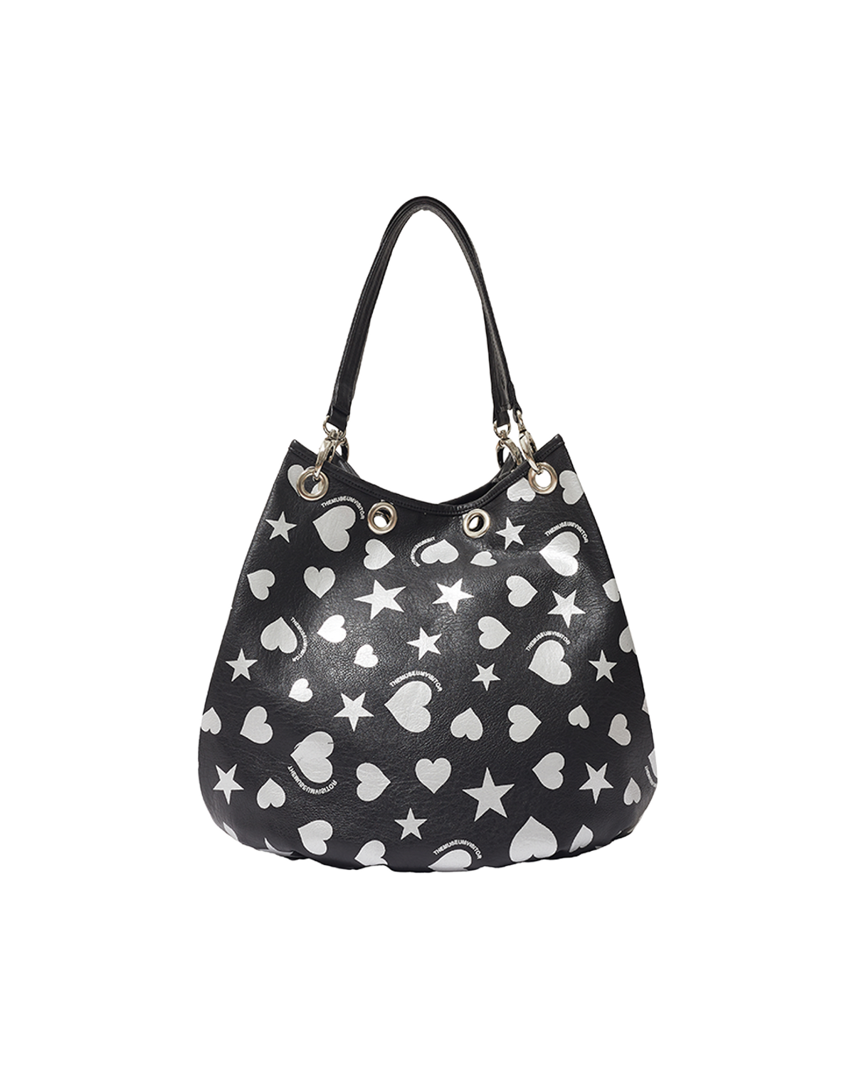 더뮤지엄비지터(THEMUSEUMVISITOR) HEART STAR CRACK TOTE BAG (BLACK)