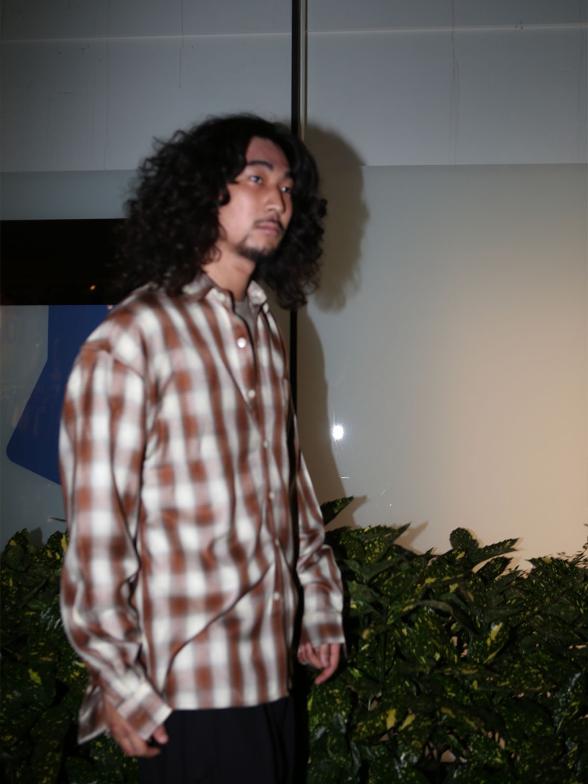 고저(GOZER) OVERSIZED FLANNEL CHECK SHIRT_BROWN