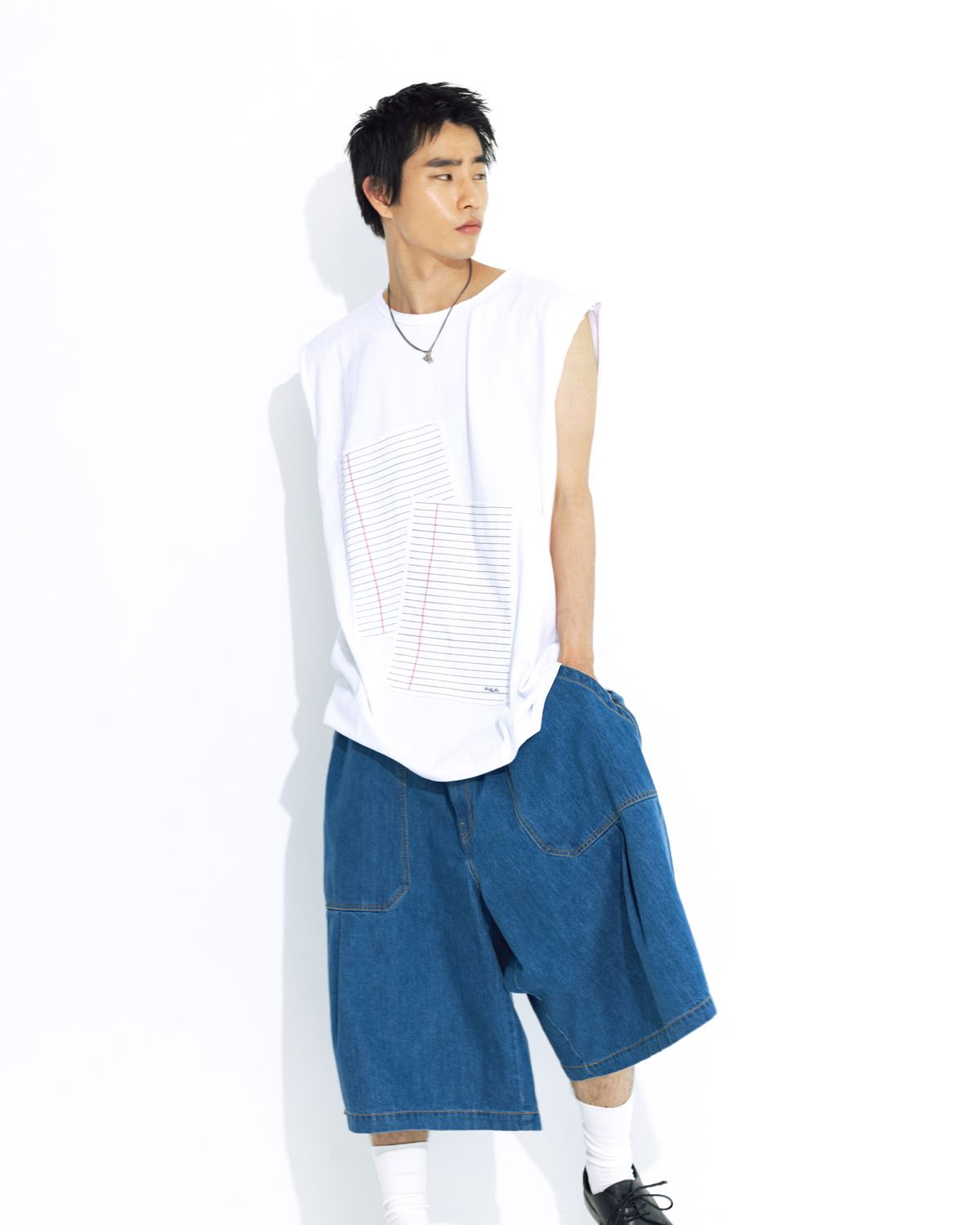 앵글런(ANGLAN) Notebook Patch Sleeveless - White