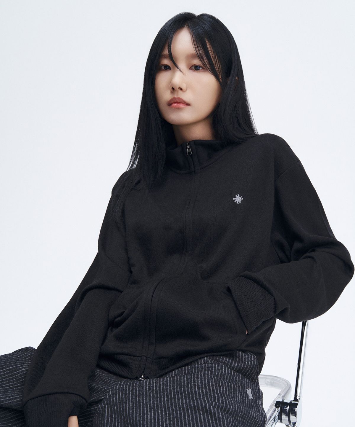 슬로우 레코드 하우스(SLOW RECORD HOUSE) 더블 핀턱 스트라이프 데님 팬츠