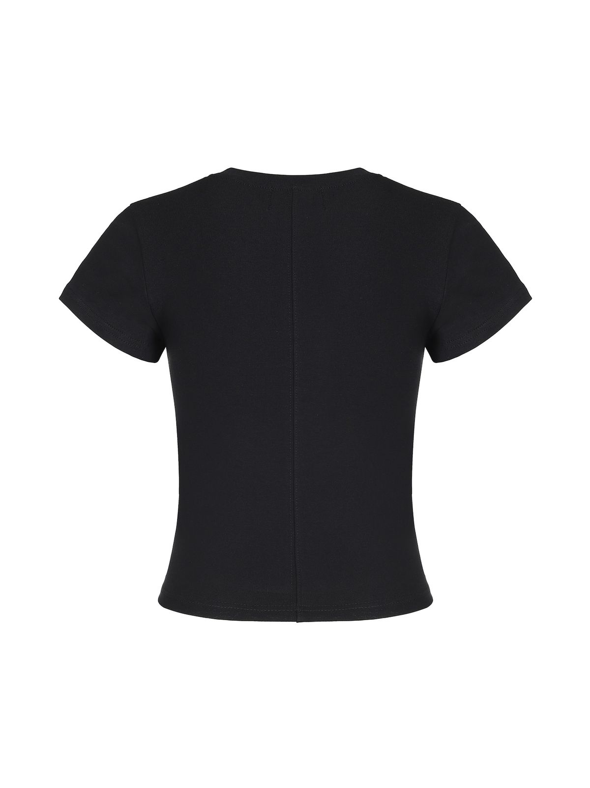 디에스엠티(DSMT) (W) DSMT METAL LOGO CROP TOP_BLACK