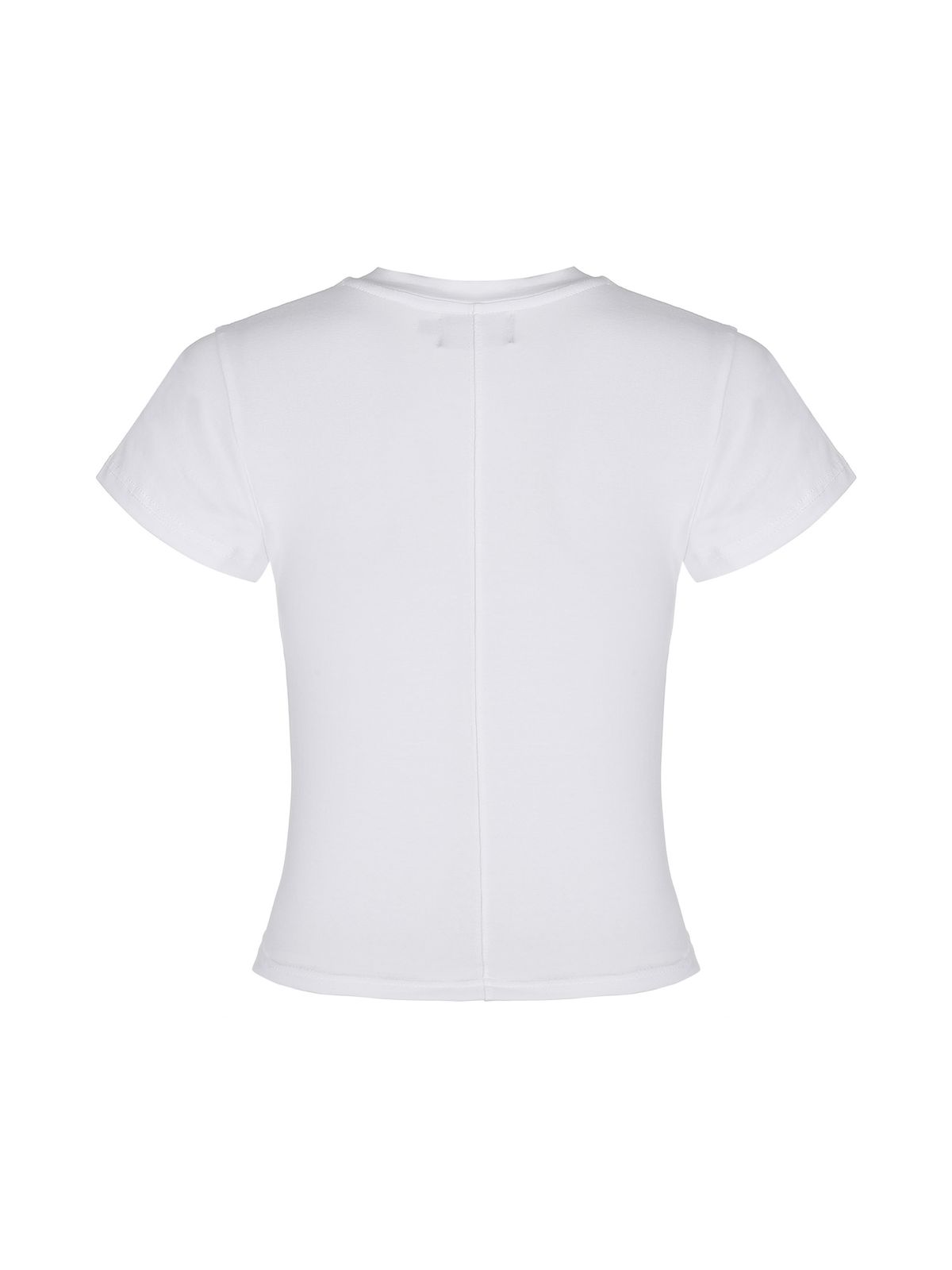 디에스엠티(DSMT) (W) DSMT METAL LOGO CROP TOP_WHITE