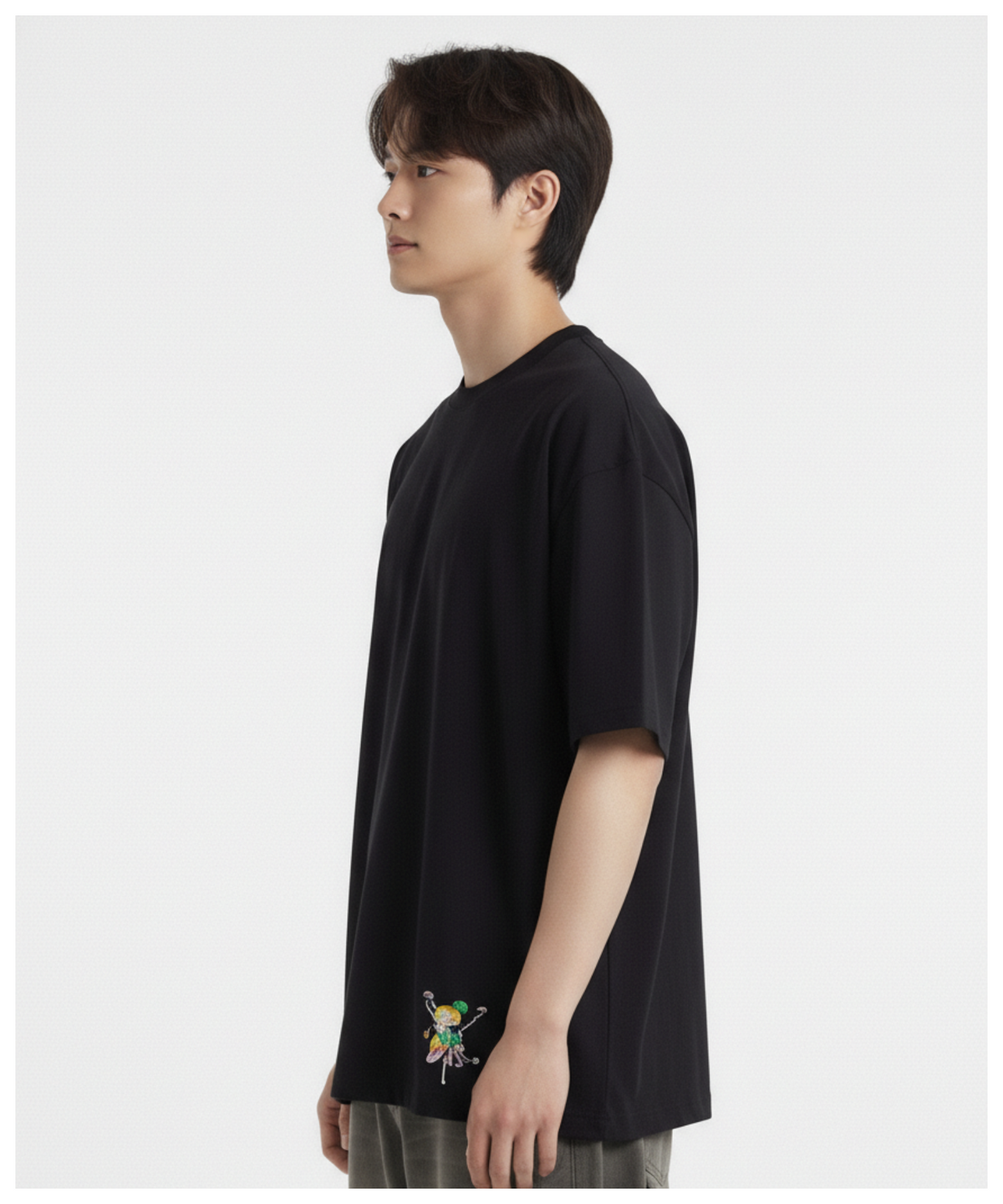 더블제이디(DOUBLE JD) 지퍼 베어 반팔티 (블랙)