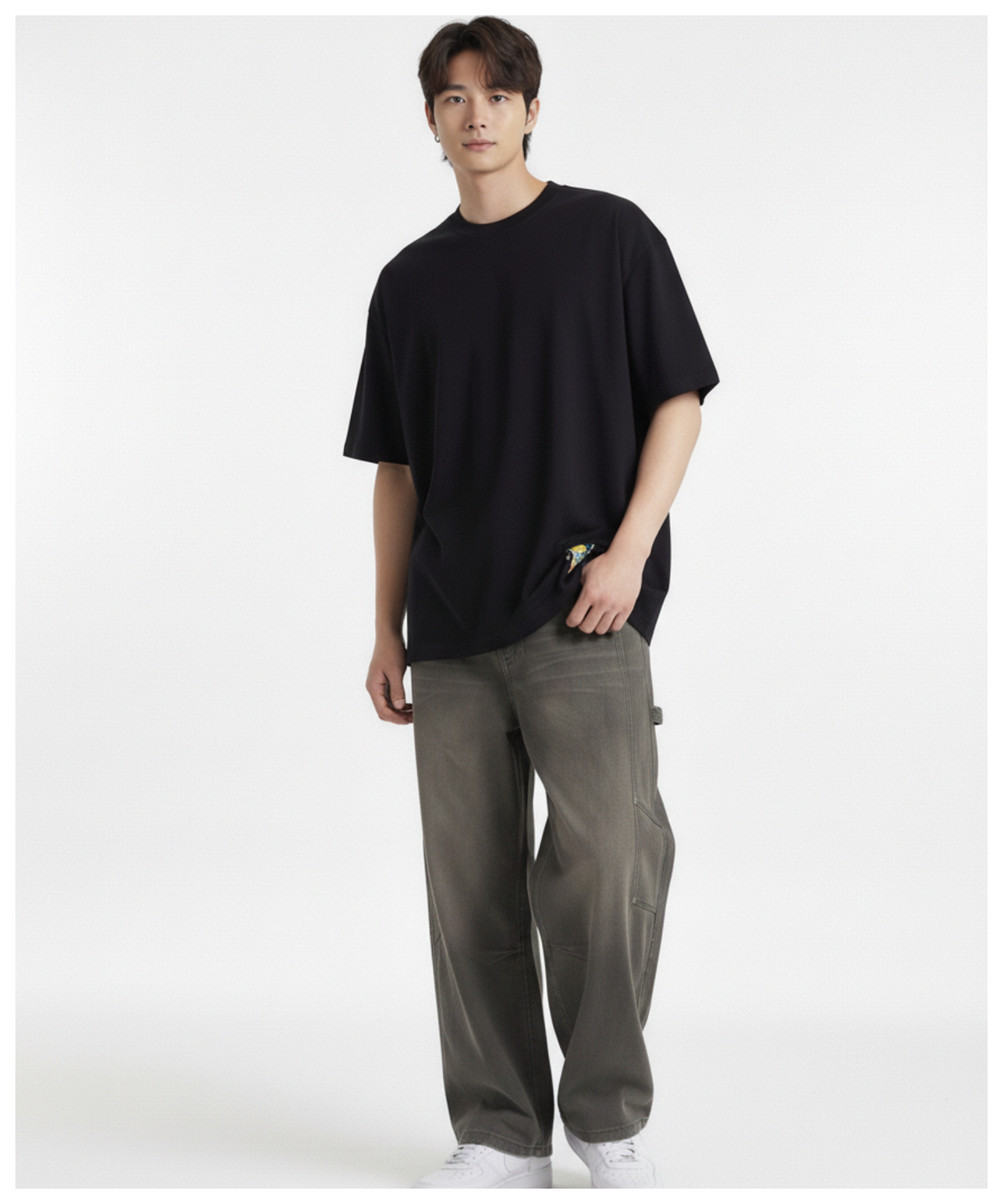 더블제이디(DOUBLE JD) 지퍼 베어 반팔티 (블랙)