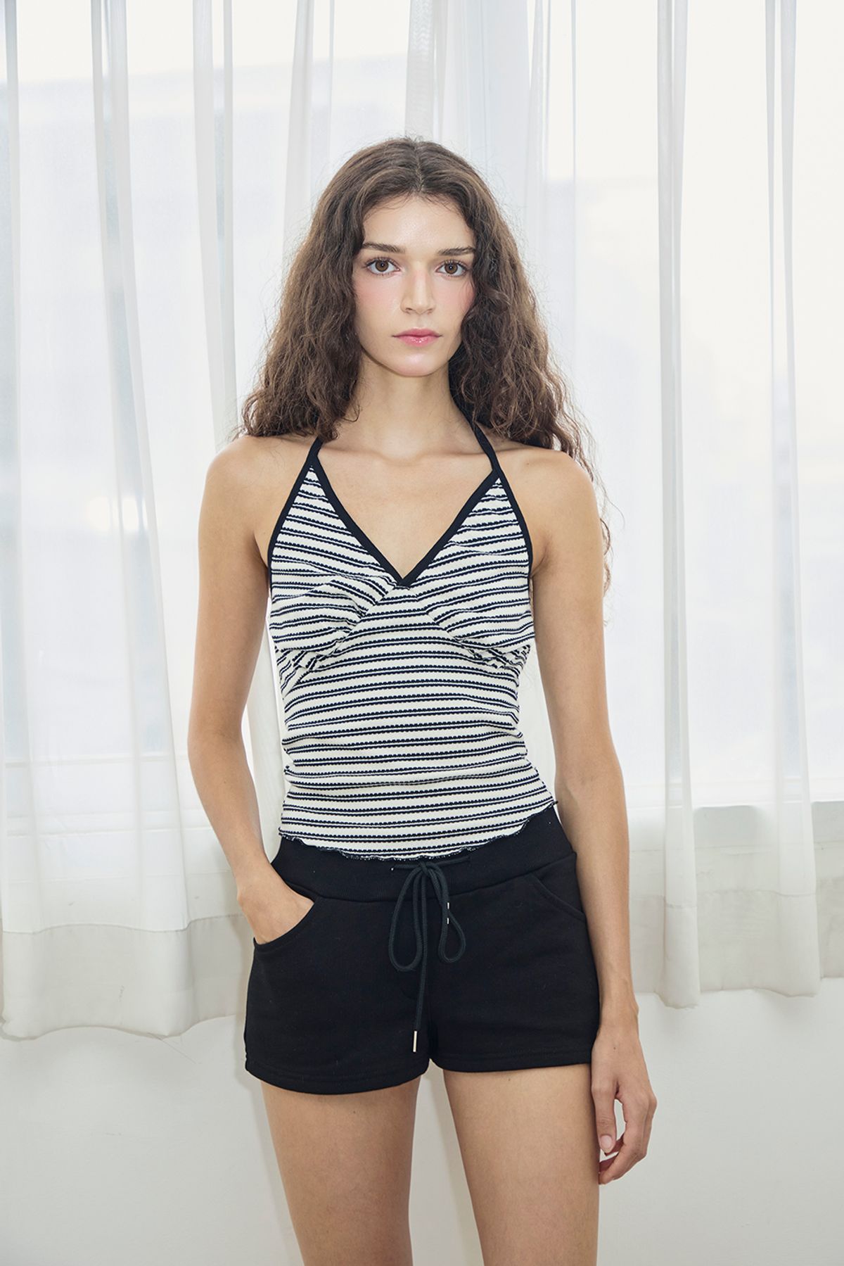 카프리슈(CAPRICIEUX) Cleo stripe  top_black