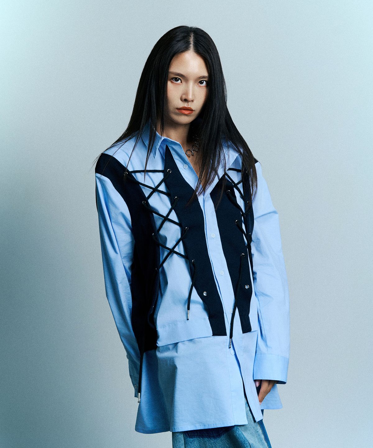 페노메논시퍼(PHENOMENON SEEPER) [PEGLEG X PHENOMENONSEEPER] CORSET DRESS SHIRT