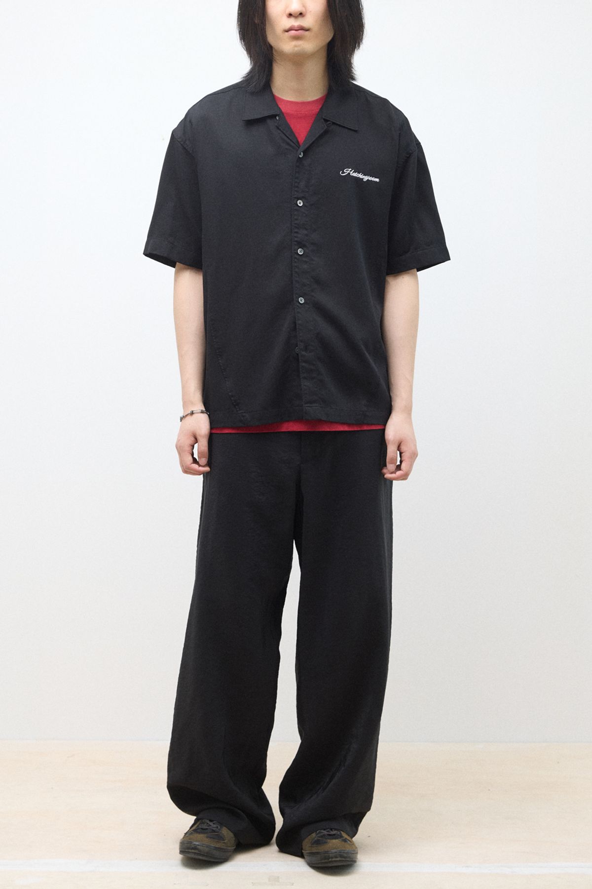 해칭룸(HATCHINGROOM) Camp Collar Shirt Tencel Black