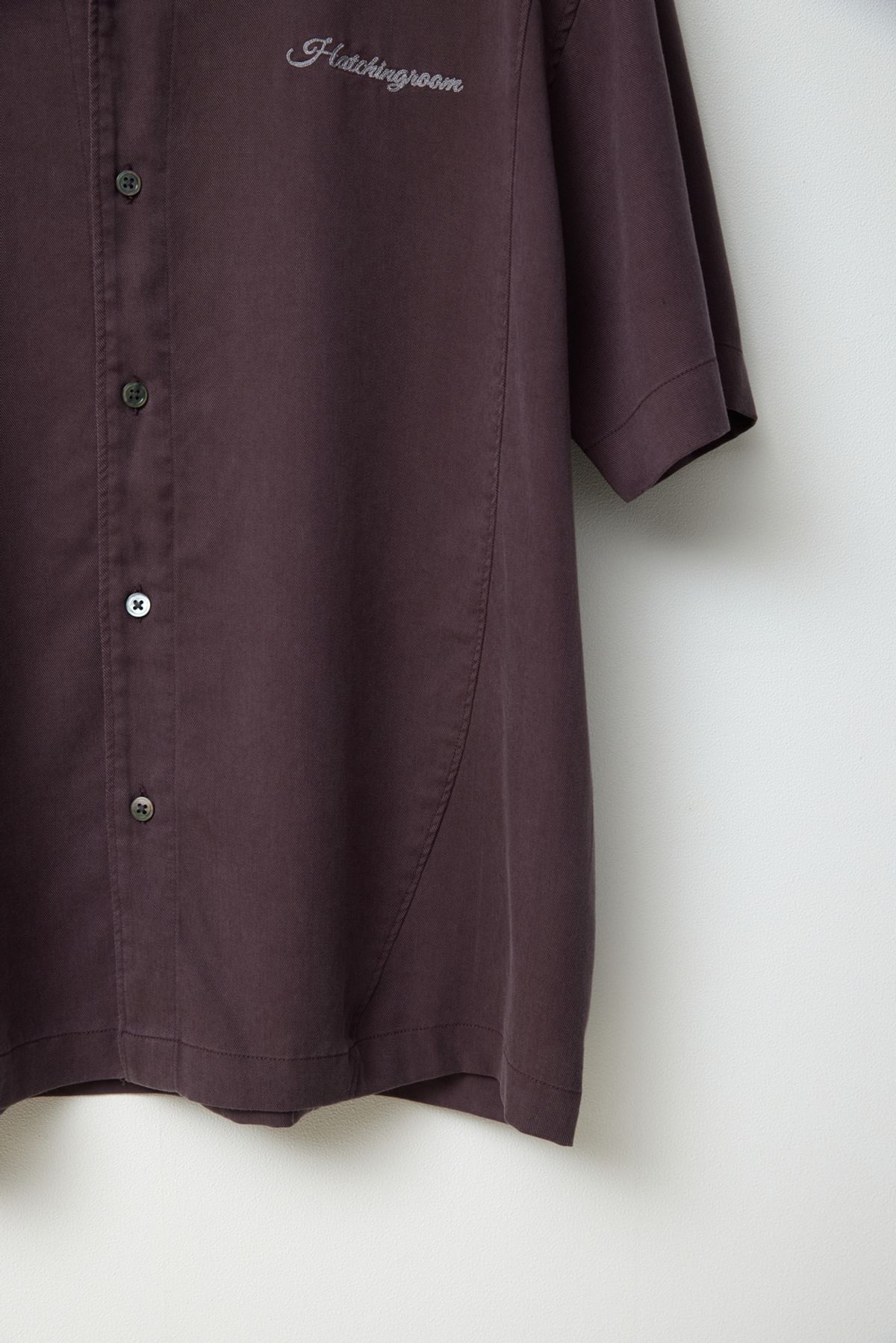 해칭룸(HATCHINGROOM) Camp Collar Shirt Tencel Dark Purple