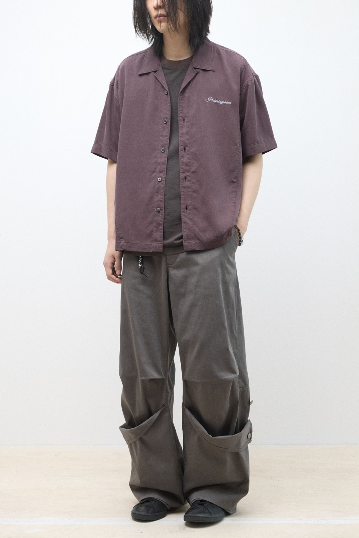 해칭룸(HATCHINGROOM) Camp Collar Shirt Tencel Dark Purple