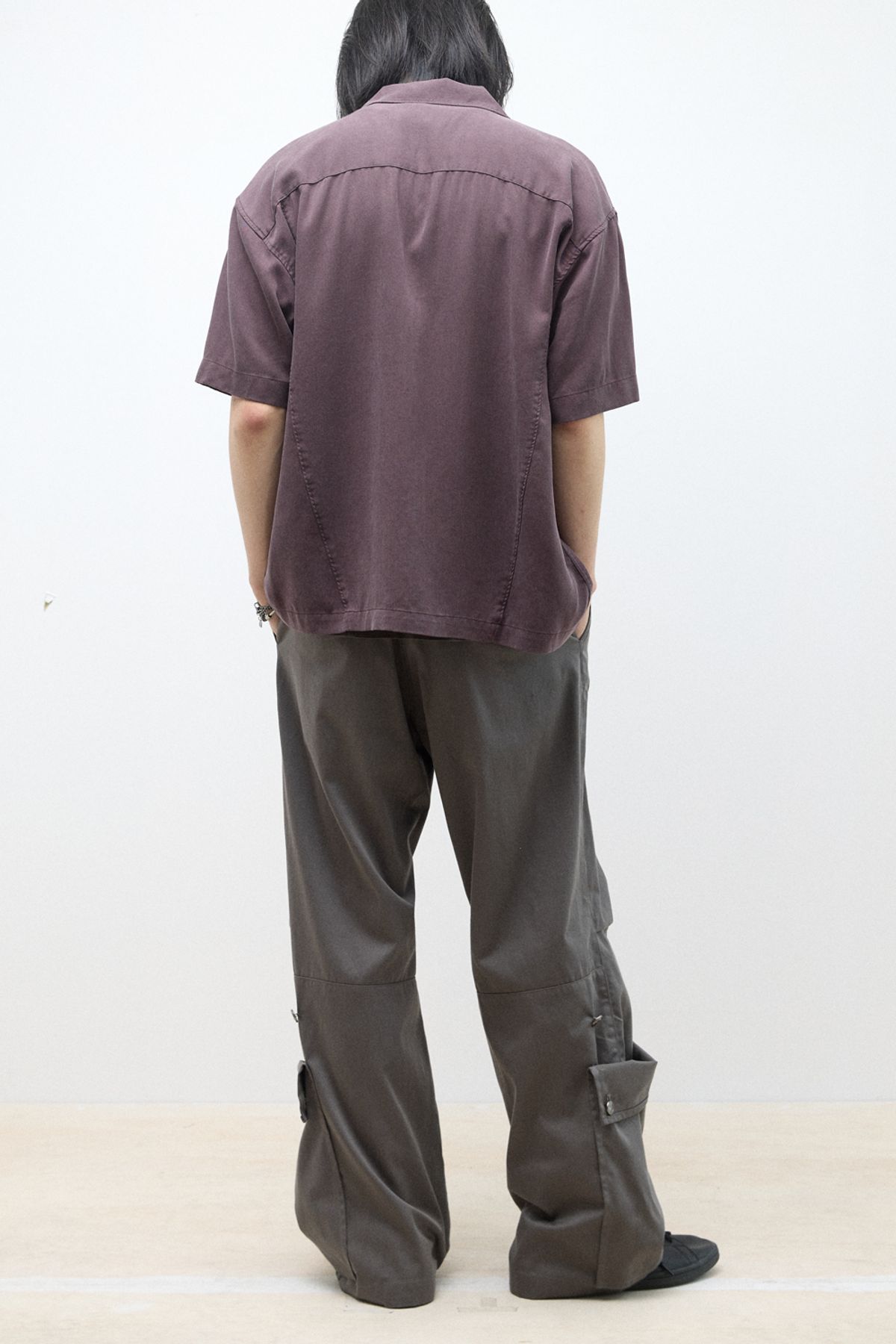해칭룸(HATCHINGROOM) Camp Collar Shirt Tencel Dark Purple