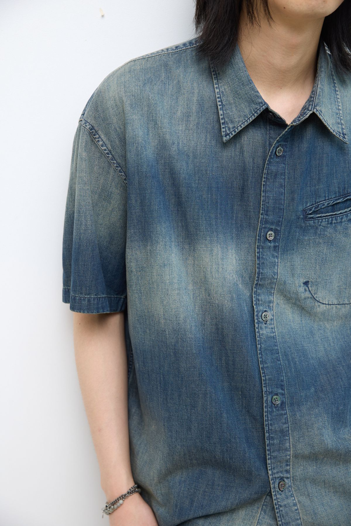 해칭룸(HATCHINGROOM) Over Shirt Denim Blue