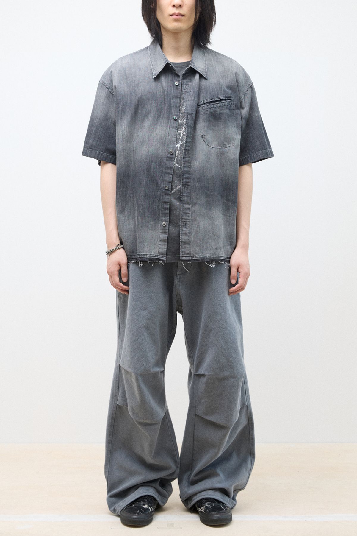 해칭룸(HATCHINGROOM) Over Shirt Denim Grey