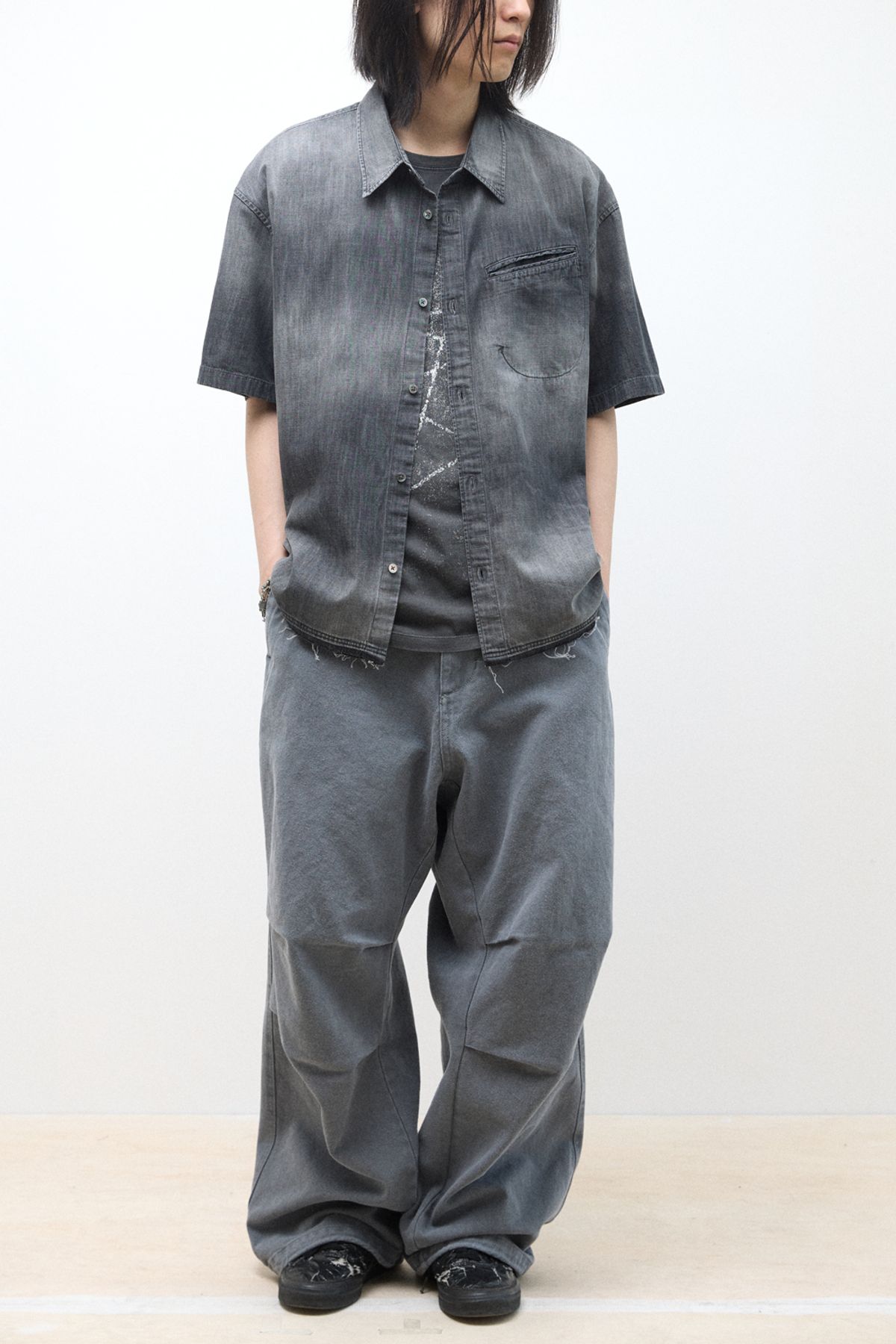 해칭룸(HATCHINGROOM) Over Shirt Denim Grey