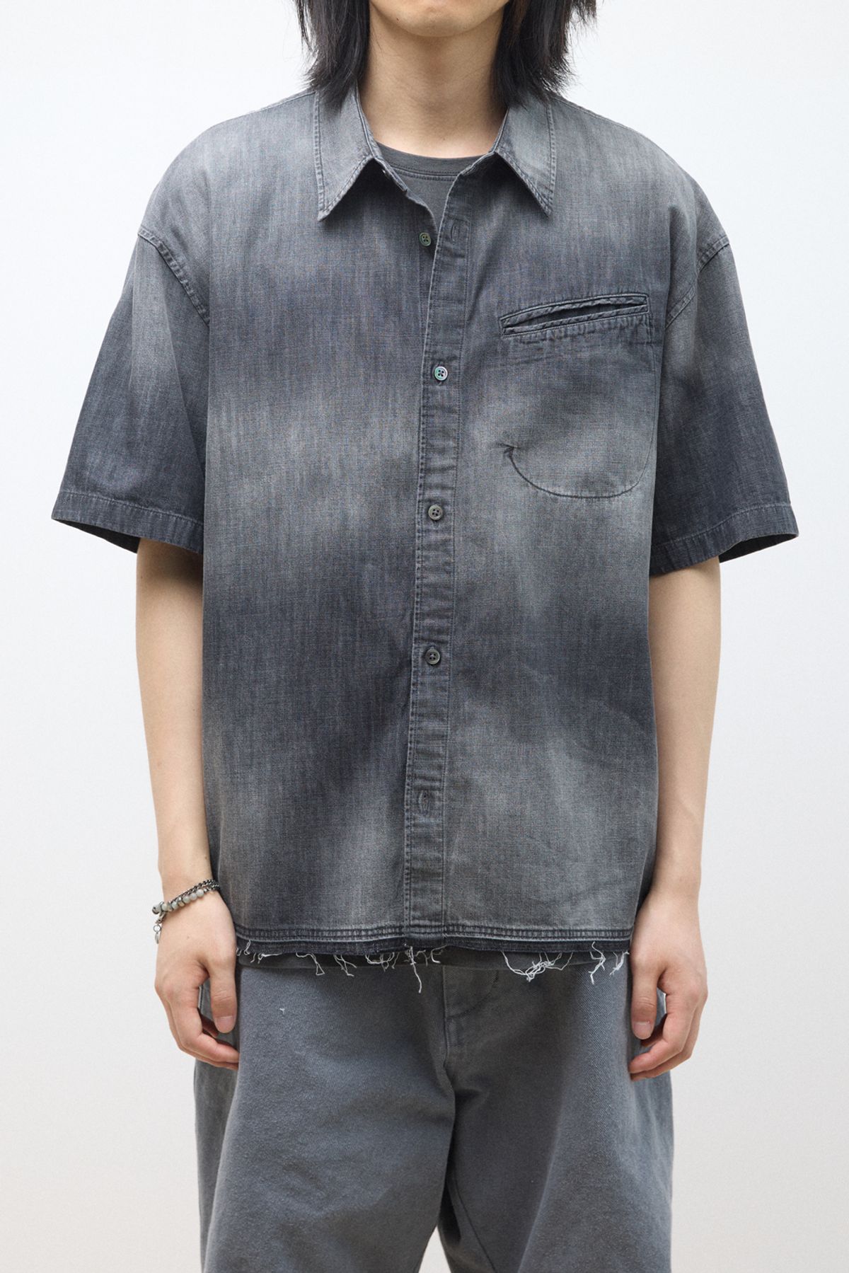 해칭룸(HATCHINGROOM) Over Shirt Denim Grey