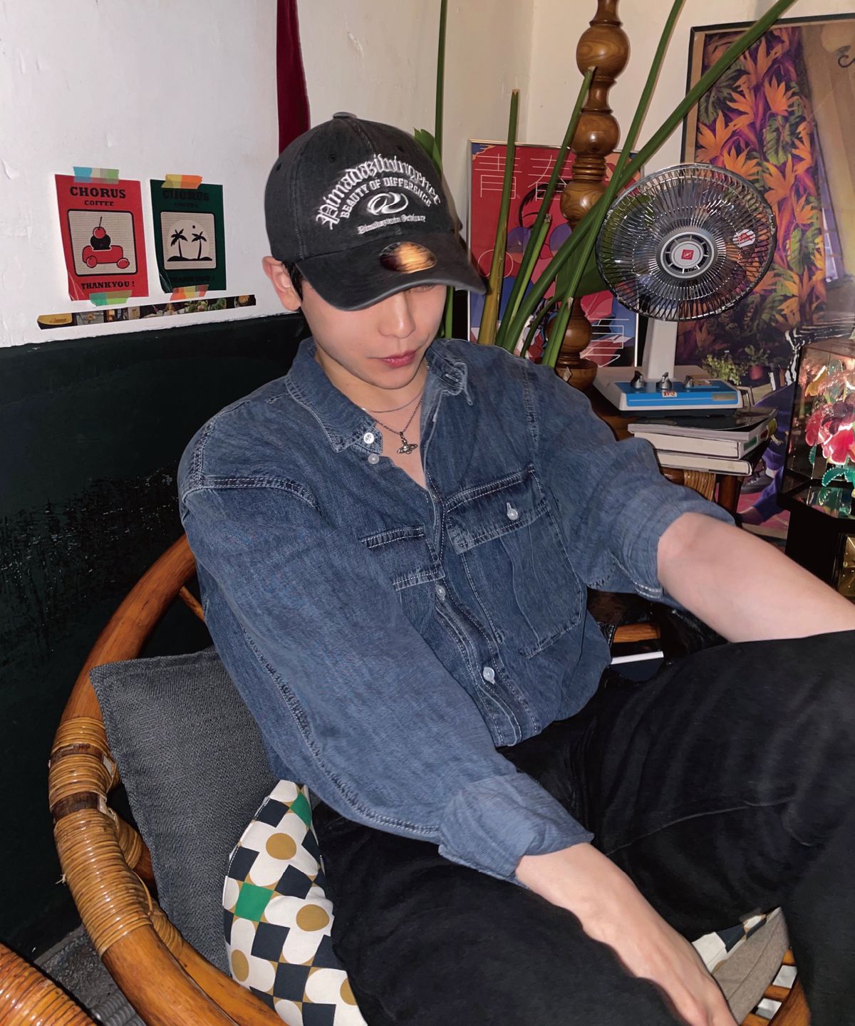 피마다지윈(PIMADAZIWIN) Denim Logo Ballcap_[Black Charcoal]