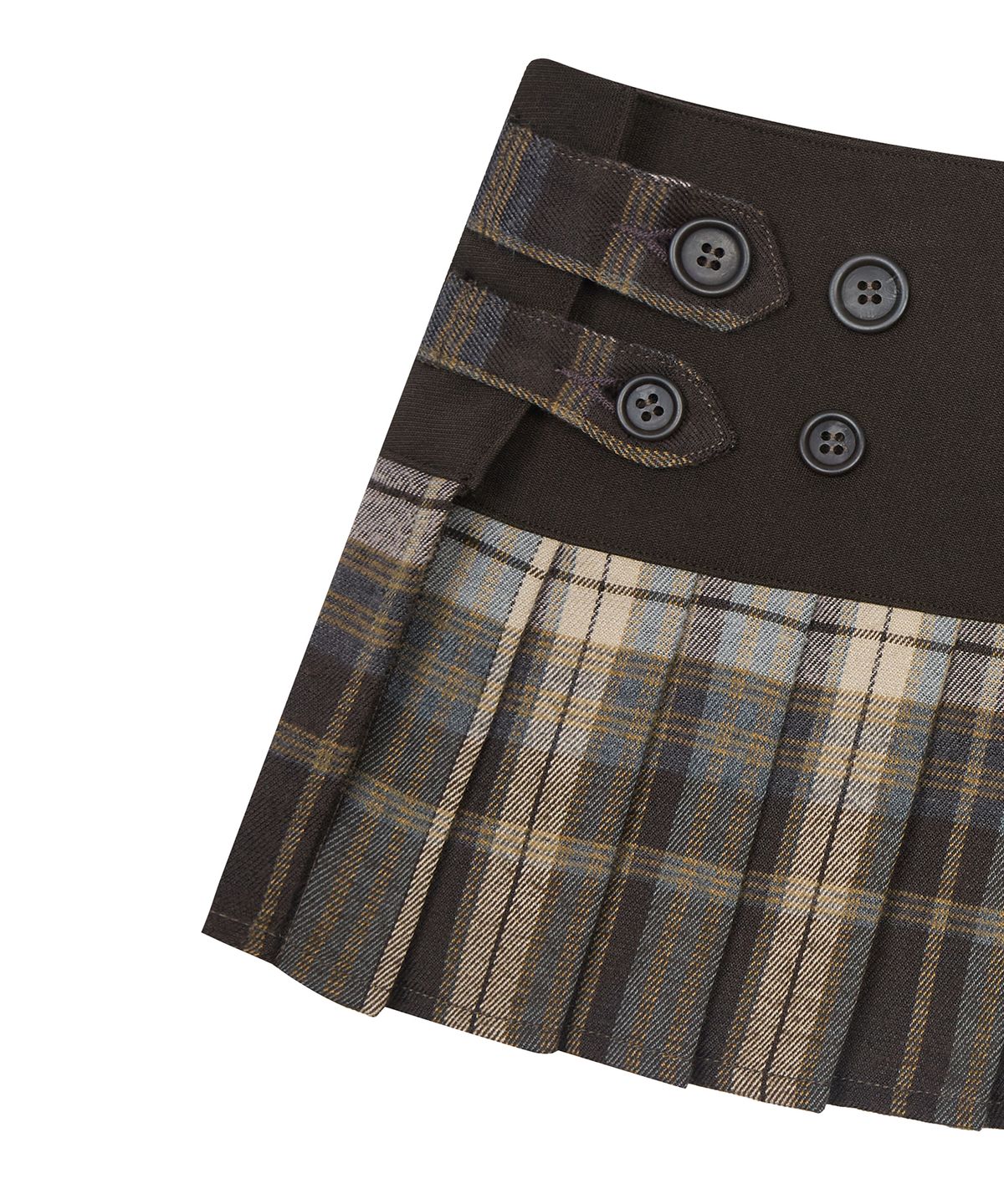 라티젠(LARTIGENT) L19 CHECK PLEATS WRAP SET(BROWN)