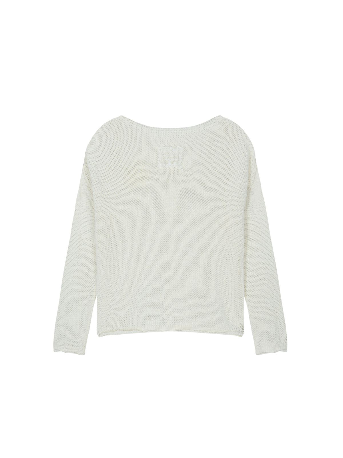 샐러드바구니(SALAD BAGUNI) Boat neck mesh knit - white