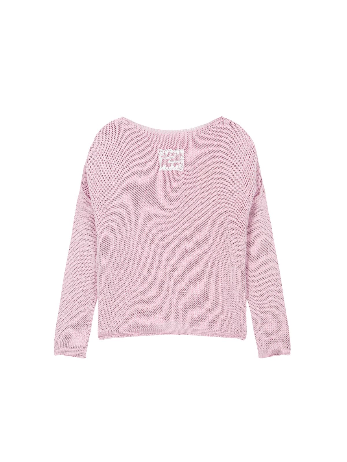 샐러드바구니(SALAD BAGUNI) Boat neck mesh knit - lndi pink