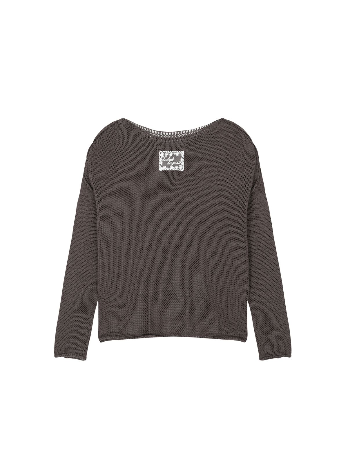 샐러드바구니(SALAD BAGUNI) Boat neck mesh knit - brown