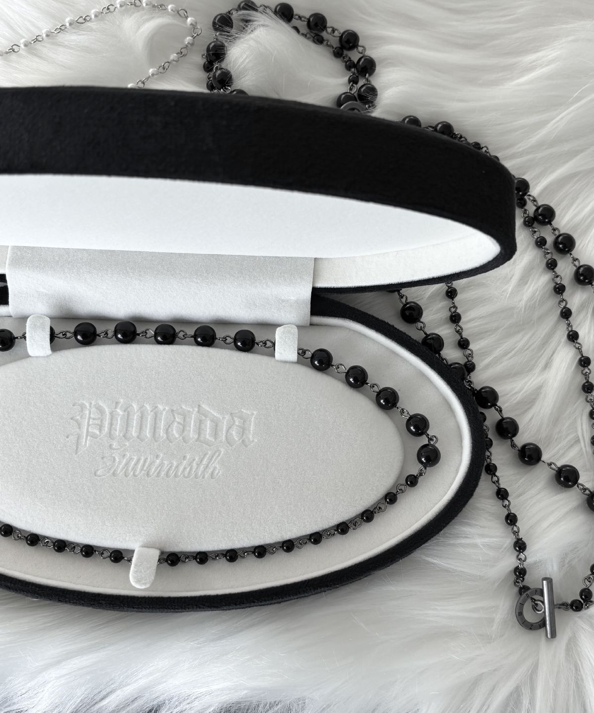 피마다지윈(PIMADAZIWIN) Black Chain Pearl Necklace_[Light]