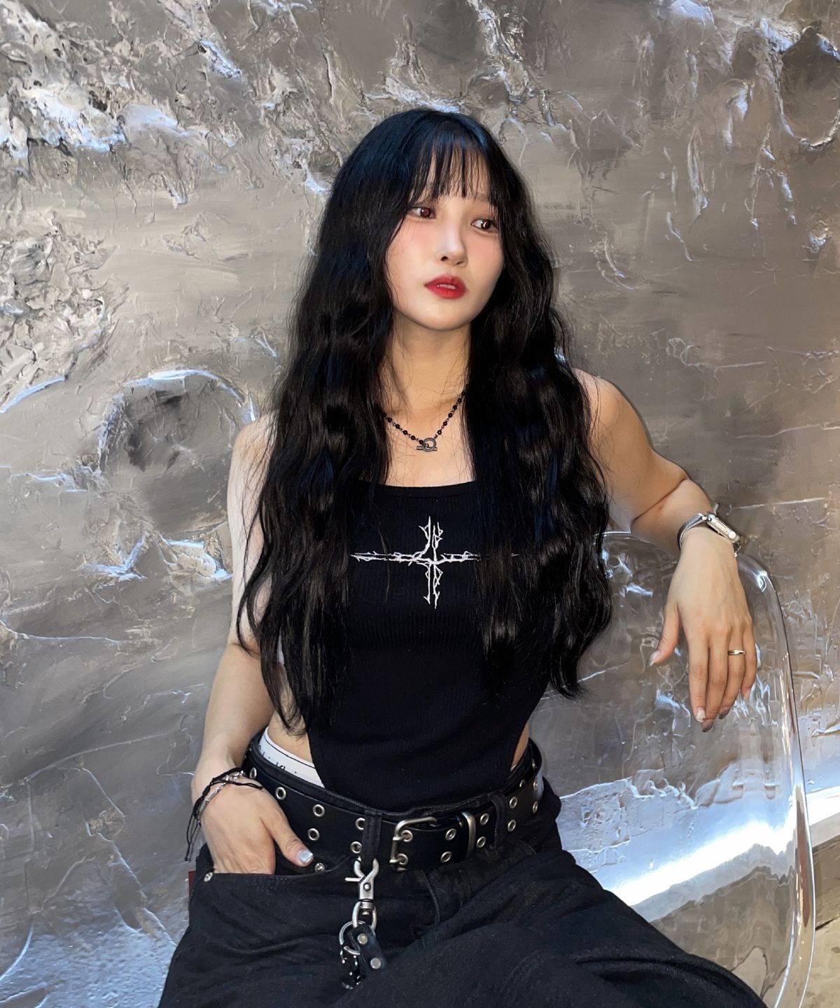 피마다지윈(PIMADAZIWIN) Black Chain Pearl Necklace_[Light]