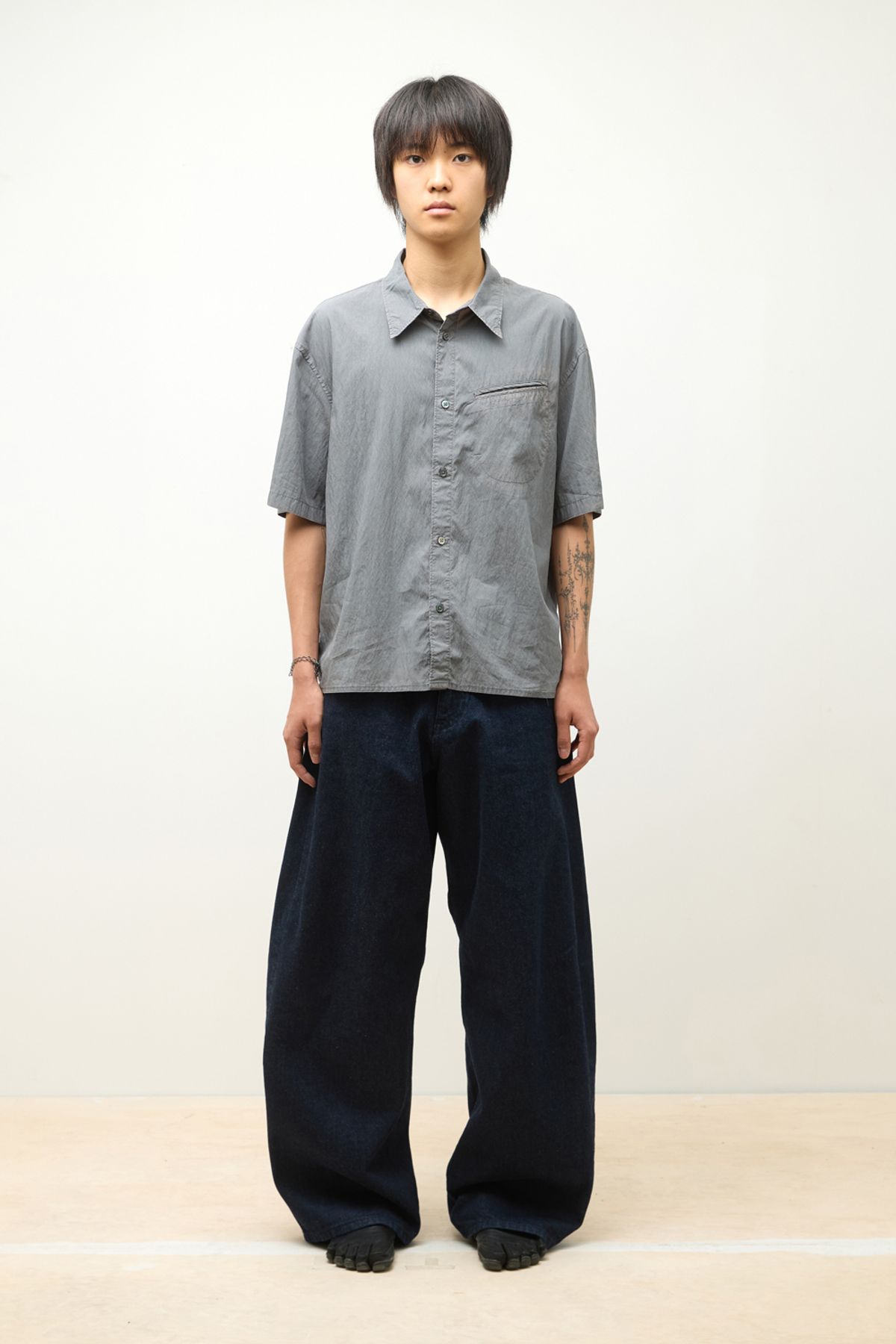 해칭룸(HATCHINGROOM) Over Shirt 1/2 Grey
