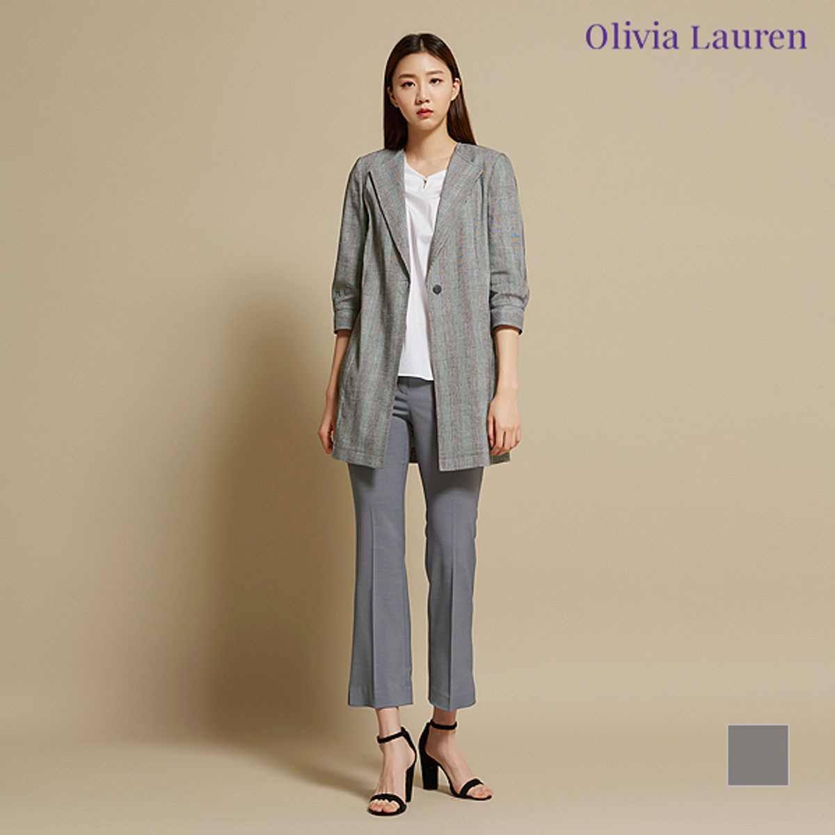 올리비아로렌(OLIVIALAUREN) 노카라 체크 자켓_VOCFUWM3271