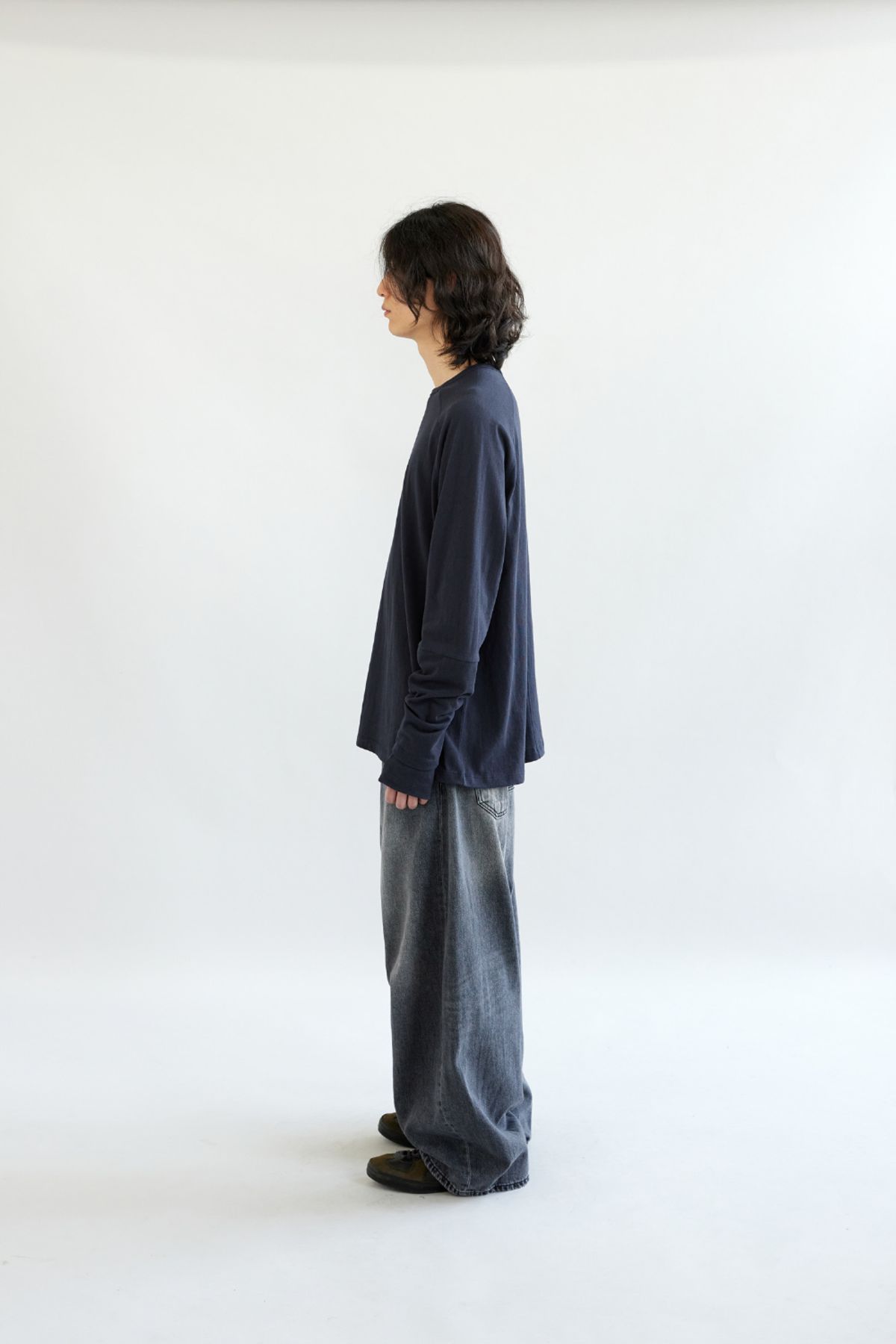 해칭룸(HATCHINGROOM) Wide Curve Jeans Washed Black