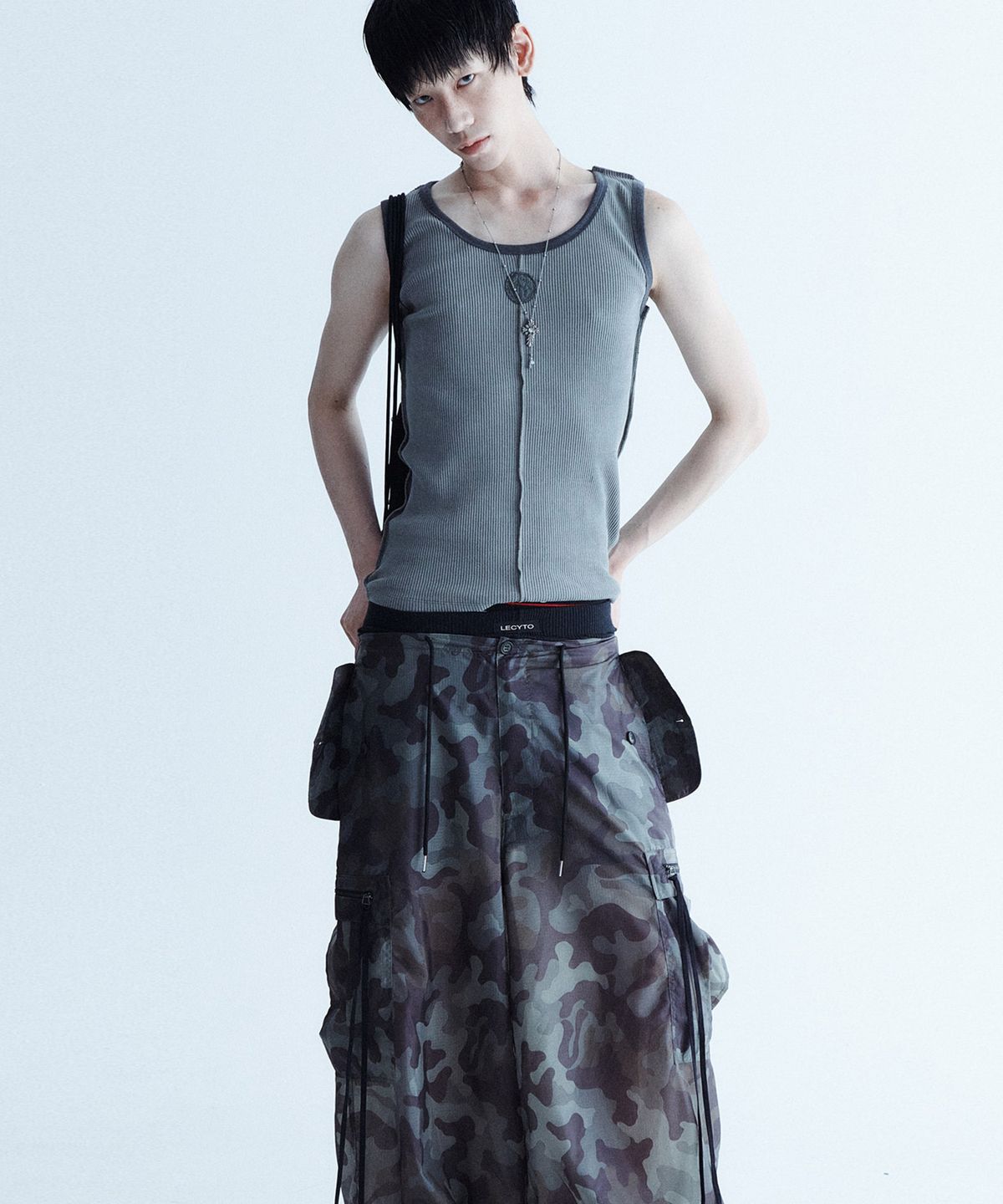 레씨토(LECYTO) Utility Wide Cargo Pants_[Camo]