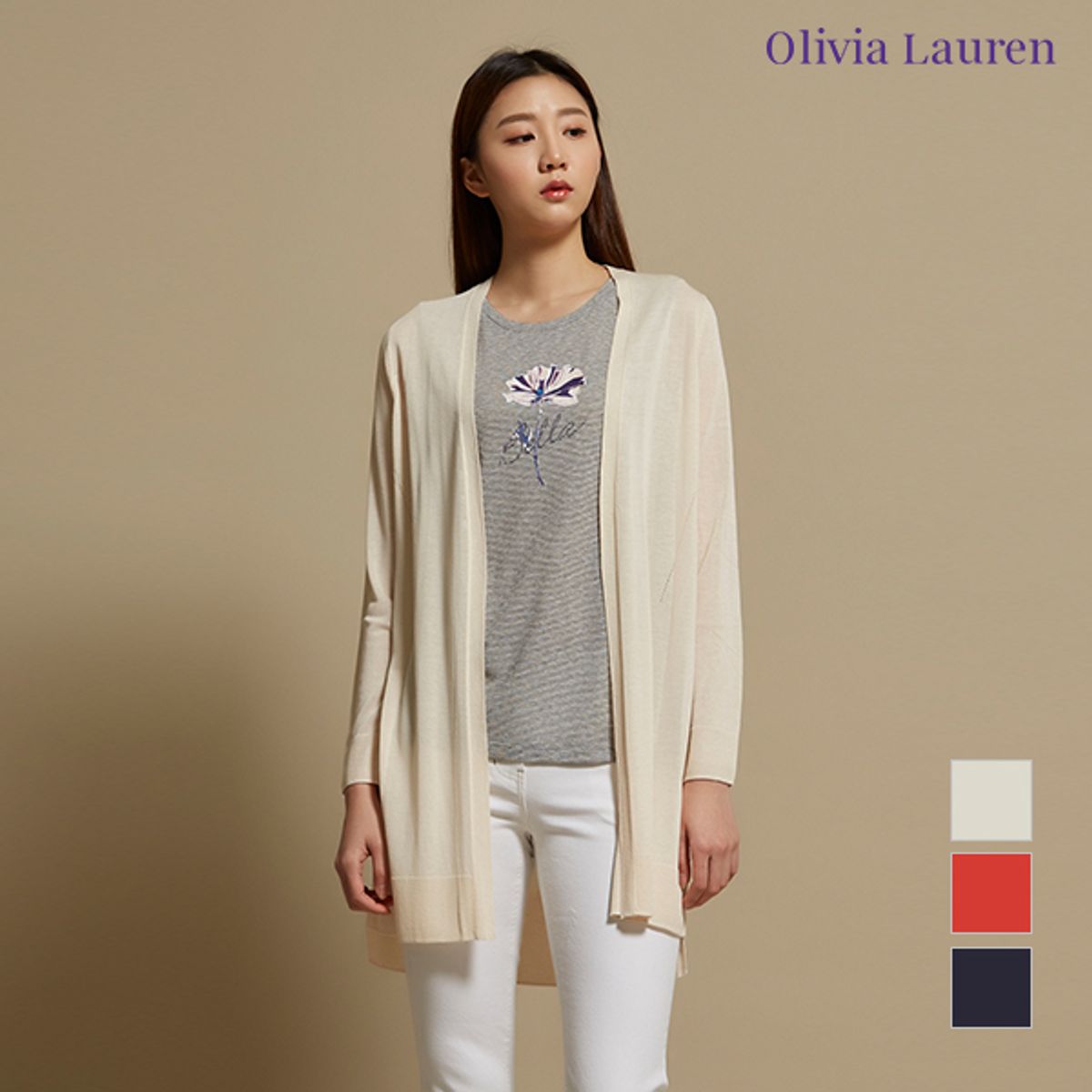 올리비아로렌(OLIVIALAUREN) 롱기장 니트 가디건_VOBBCWM4211