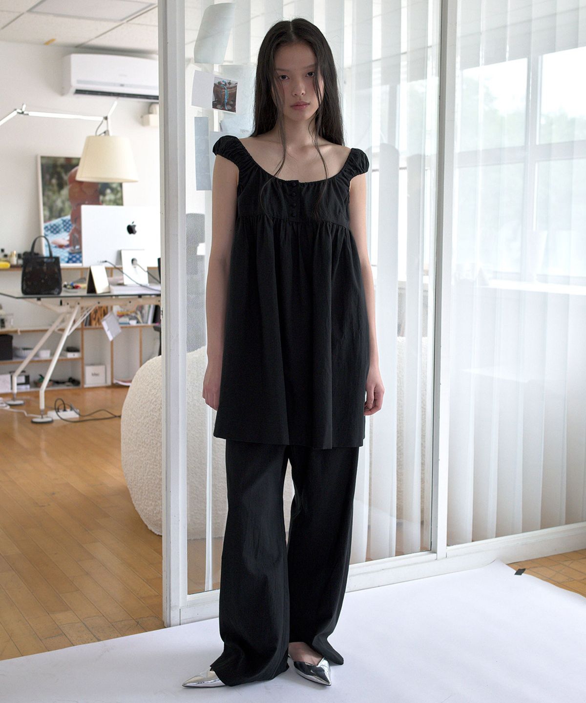 오버듀플레어(OVERDUEFLAIR) COTTON BABY DOLL DRESS_BLACK