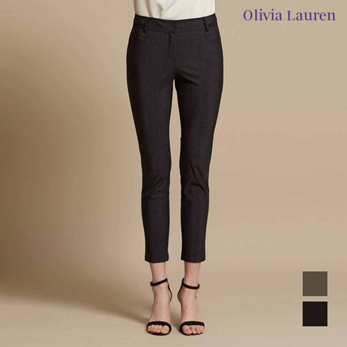 올리비아로렌(OLIVIALAUREN) 체크 프린트 스키니 팬츠_VOPDLWM3331