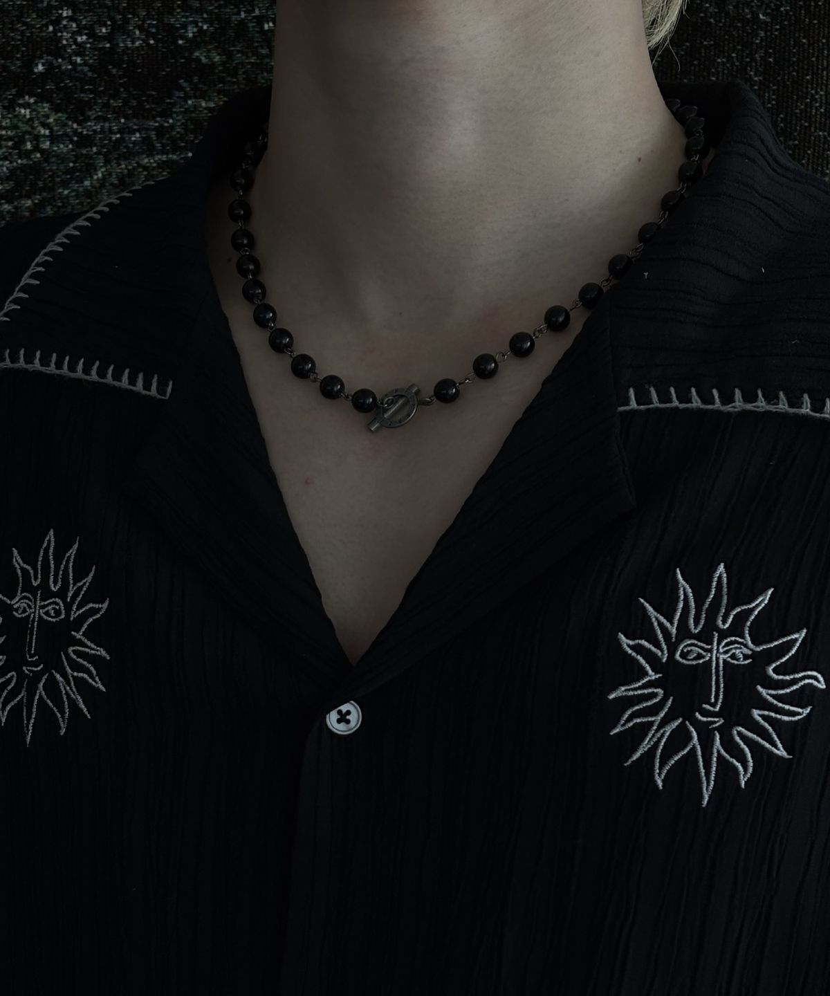 피마다지윈(PIMADAZIWIN) Black Chain Pearl Necklace_[Bold]