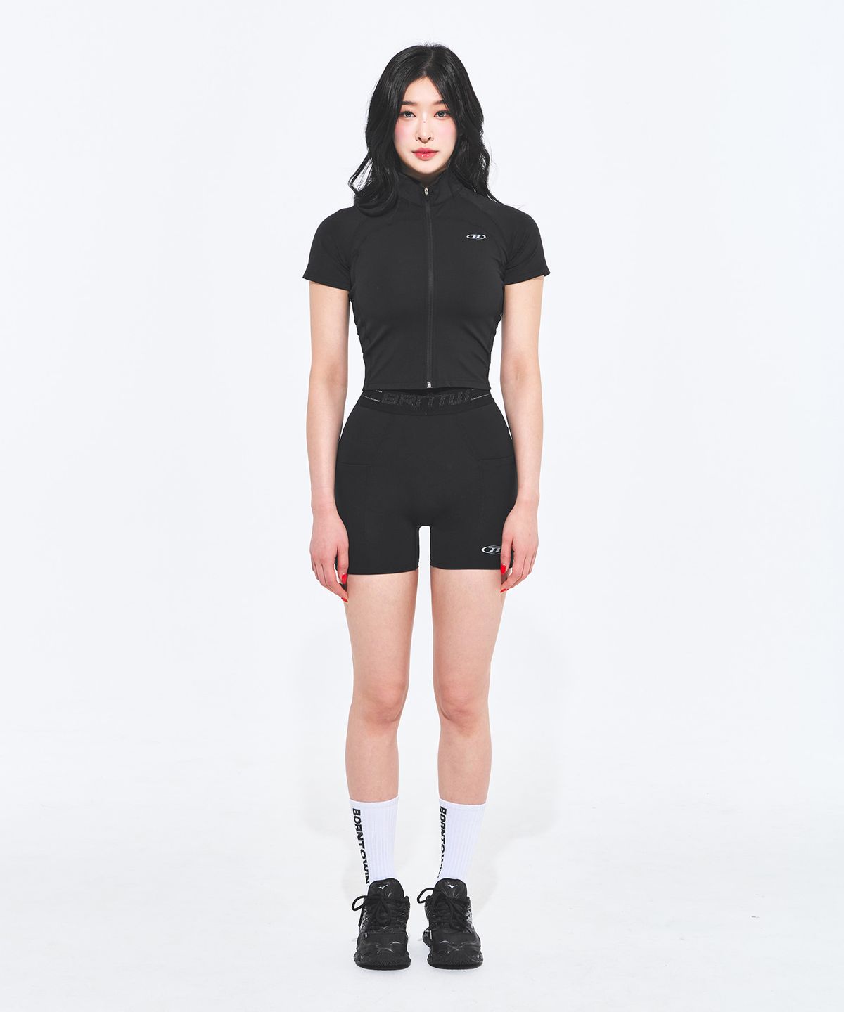 본투윈(BORN TO WIN) REFLECTIVE OUT BAND POCKET 3.5 BIKER SHORTS [BLACK]