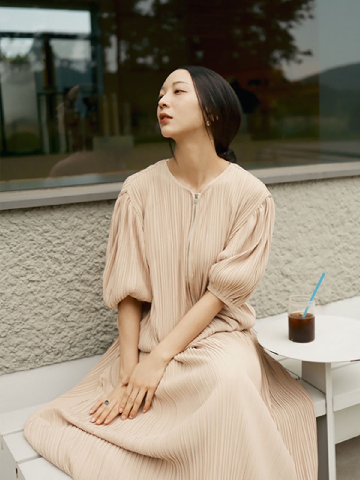 메르메르(MER MER) (3컬러) 플리츠 벨 집업 자켓 블랙/아이보리/베이지