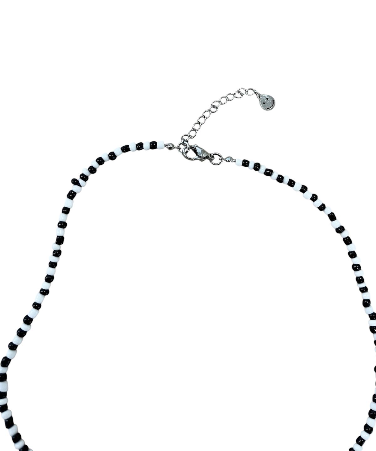 스케이터락(SK8ER ROCK) Star Stripe Beads Necklace ((black & white))