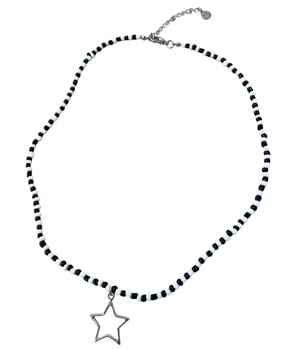 스케이터락(SK8ER ROCK) Star Stripe Beads Necklace ((black & white))
